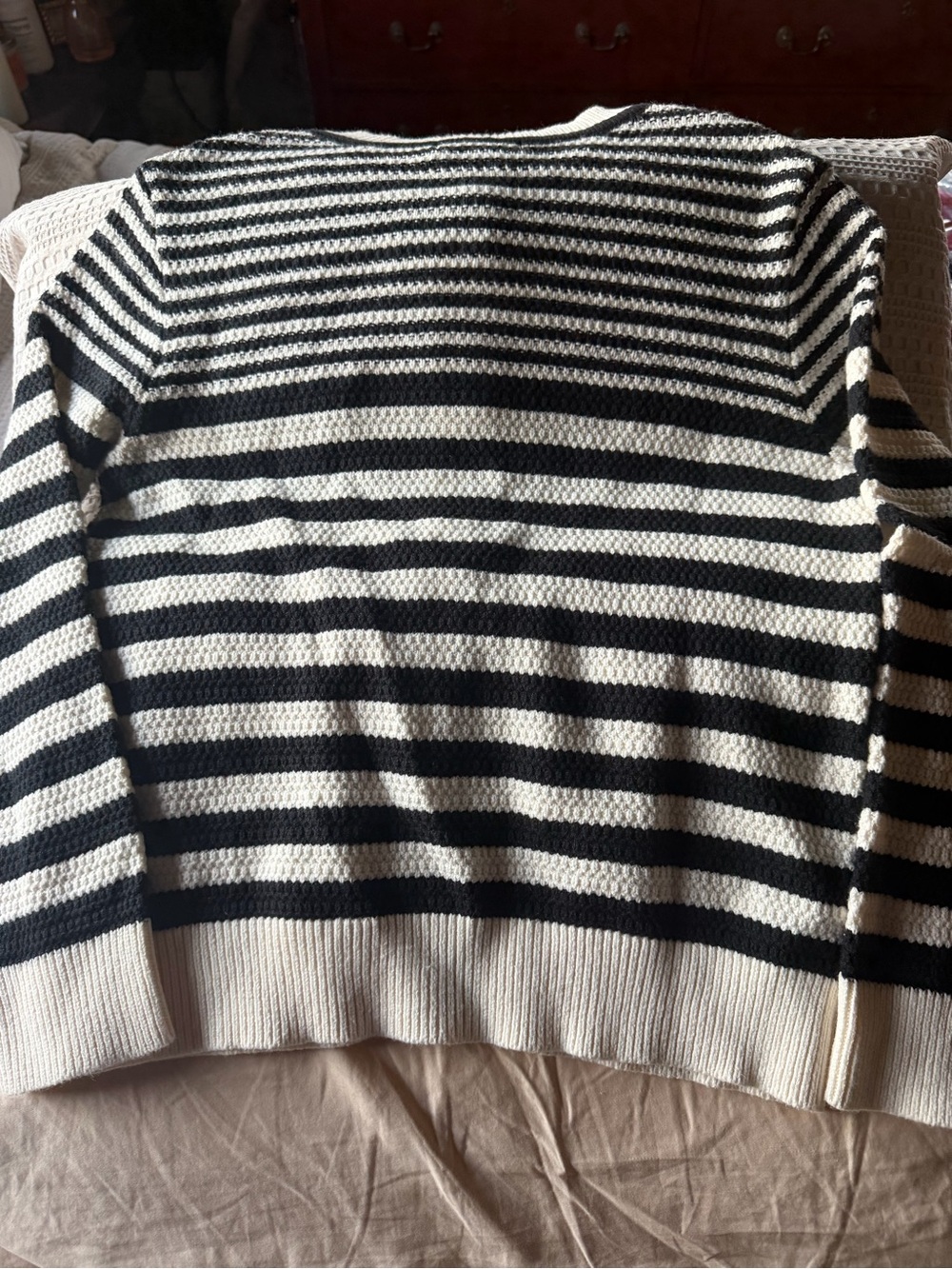 Sanctuary Black and White Striped Crewneck Sweater